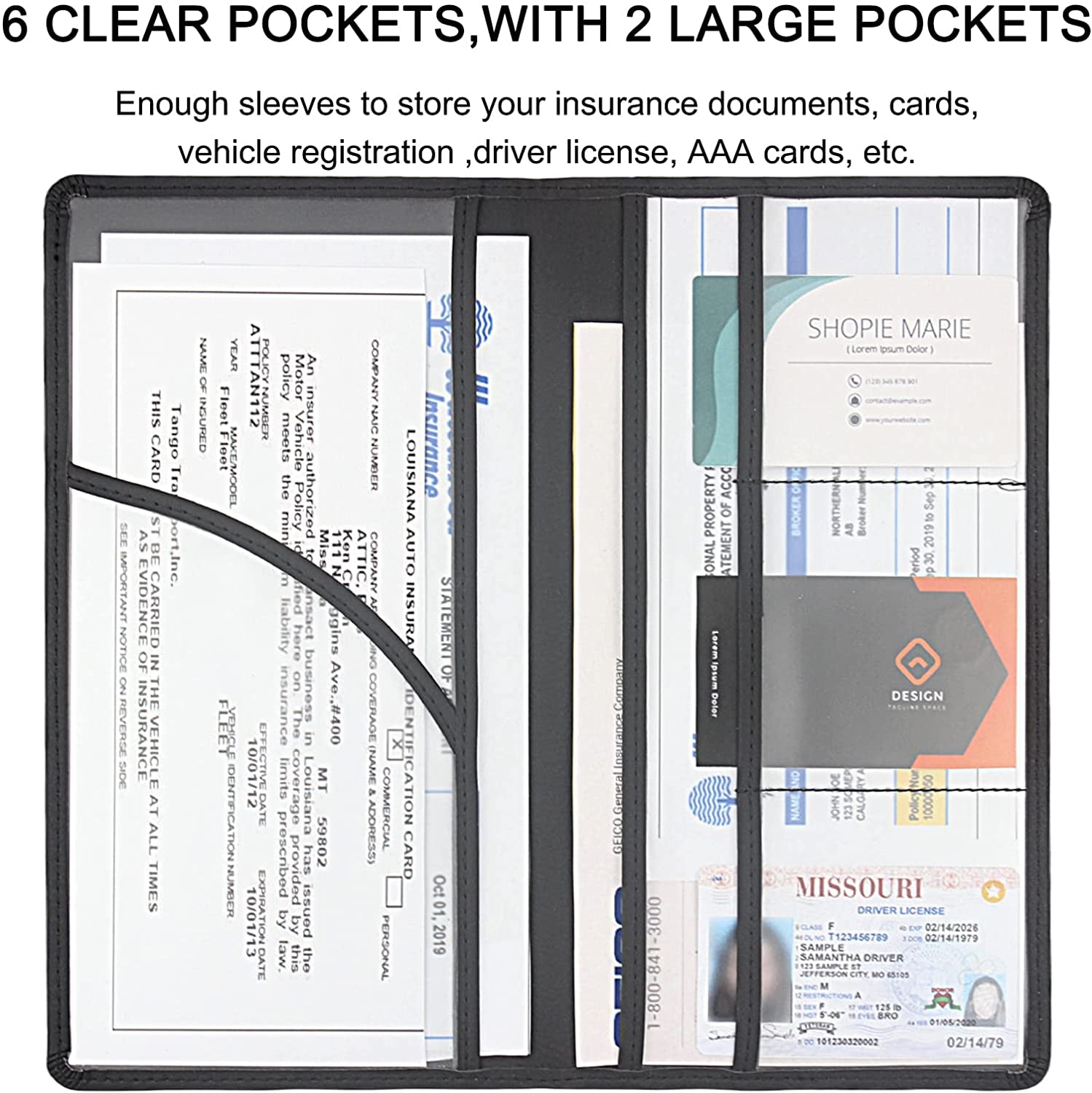 Premium Magnetic Car Registration & Insurance Card Holder - Stylish Glove Box Organizer for Documents, Cards, and License (Black)