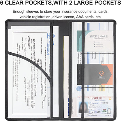 Premium Magnetic Car Registration & Insurance Card Holder - Stylish Glove Box Organizer for Documents, Cards, and License (Black)