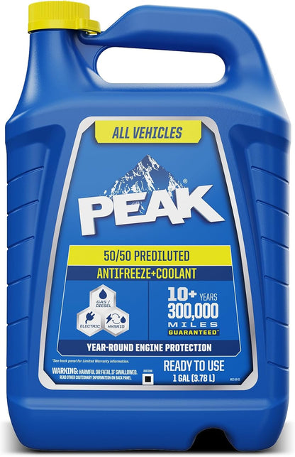 Premium 50/50 Prediluted Antifreeze & Coolant - Year-Round Engine Protection for All Vehicles, 1 Gallon