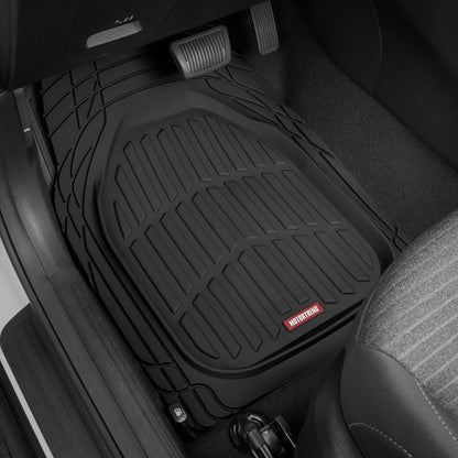 Heavy Duty Black Rubber Floor Mats - MT-923-BK Flextough Contour Liners for Cars, SUVs, Trucks & Vans - All Weather Protection, Universal Fit