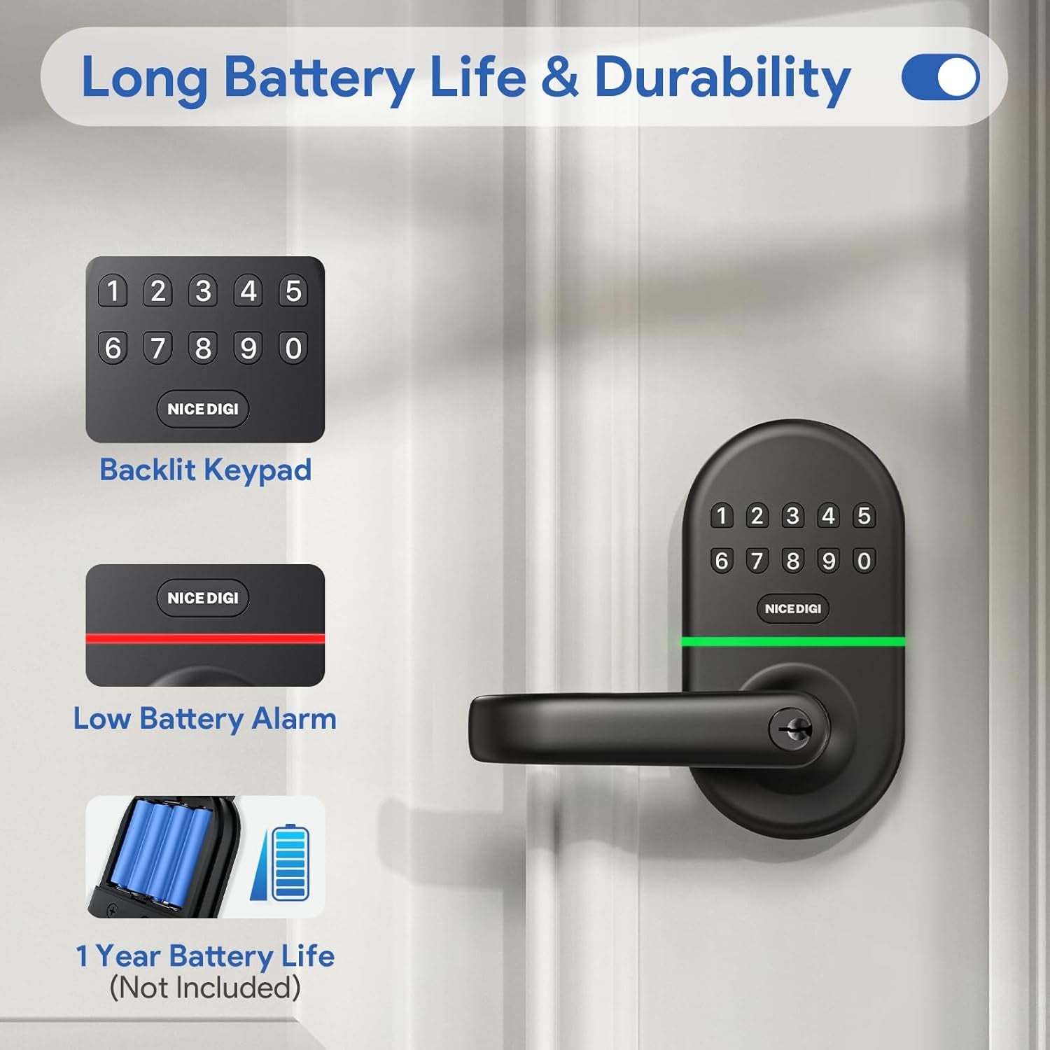 Upgrade Your Home Security: Smart Keypad Door Lock with Handle - Keyless Entry & Easy Installation!
