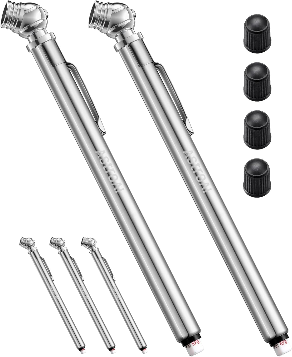 Precision Pencil Tire Pressure Gauge 2 Pack - 10-75 PSI, Durable Stainless Steel & Metal Nozzle, Perfect for Cars, Bikes, and More!