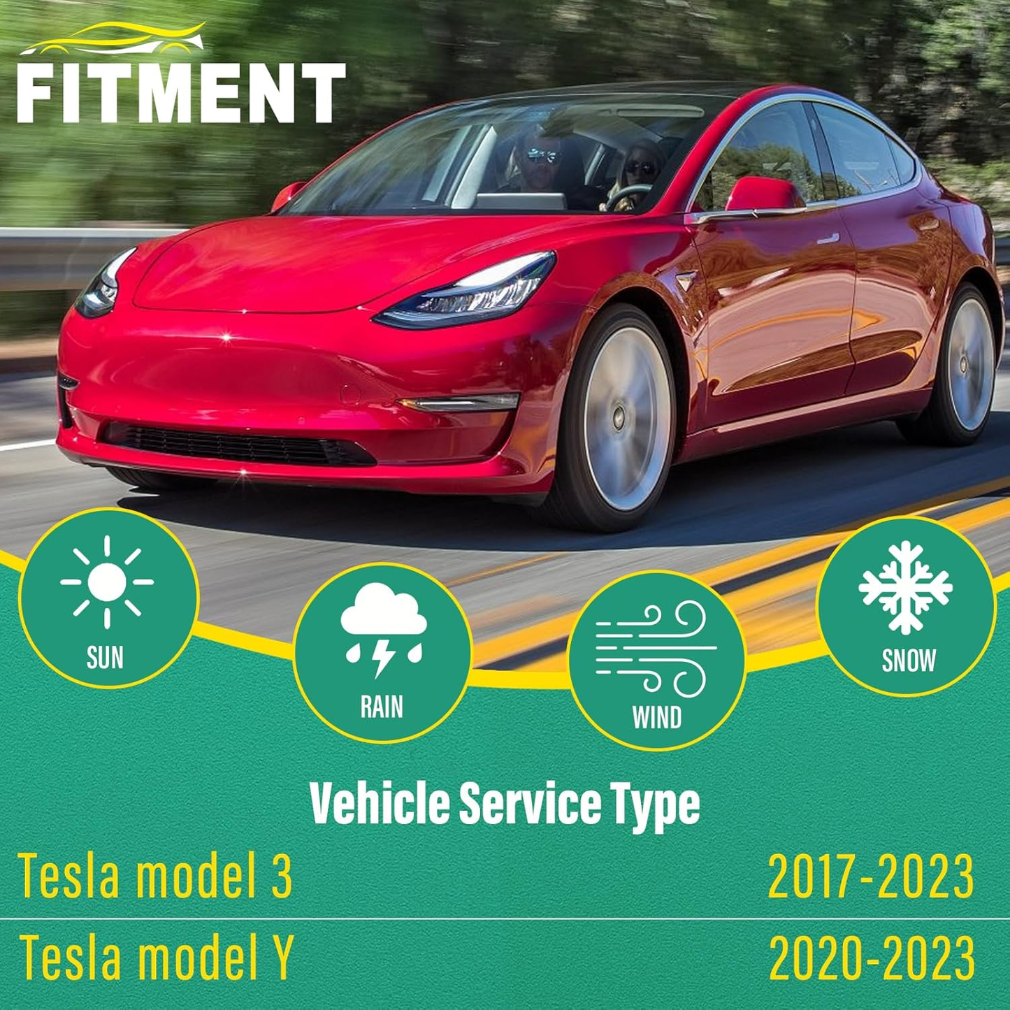 Premium All-Weather Windshield Wiper Blades for Tesla Model Y (2020-2023) & Model 3 (2017-2023) - OEM Quality Replacement Set (26" & 19")