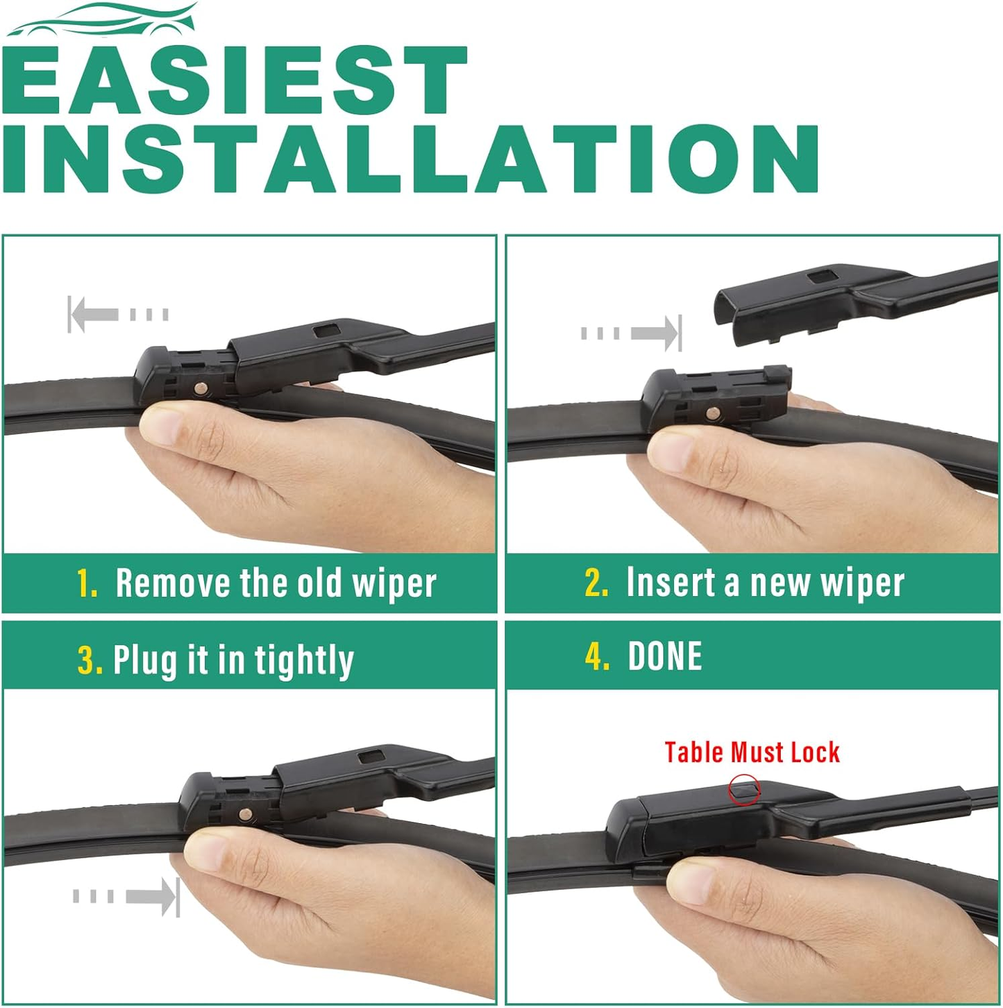 Premium All-Weather Windshield Wiper Blades for Tesla Model Y (2020-2023) & Model 3 (2017-2023) - OEM Quality Replacement Set (26" & 19")