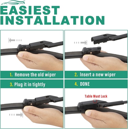 Premium All-Weather Windshield Wiper Blades for Tesla Model Y (2020-2023) & Model 3 (2017-2023) - OEM Quality Replacement Set (26" & 19")