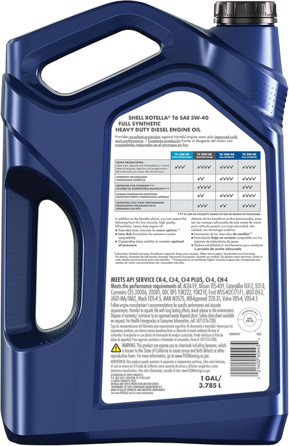 T6 Full Synthetic 5W-40 Motor Oil - 1 Gallon (3 Pack) for Ultimate Engine Protection