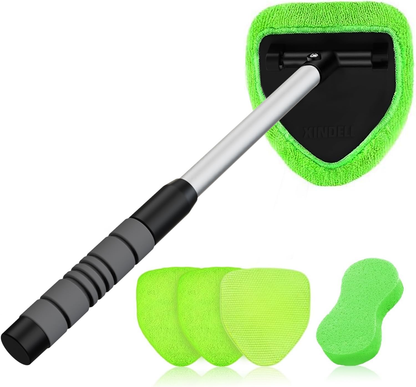 Ultimate Windshield Cleaner Tool – Upgrade Your Car and Home Cleaning with Large Head, Extendable Handle & 4 Microfiber Pads for a Spotless Shine!