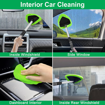 Ultimate Windshield Cleaner Tool – Upgrade Your Car and Home Cleaning with Large Head, Extendable Handle & 4 Microfiber Pads for a Spotless Shine!
