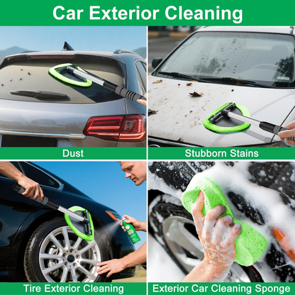 Ultimate Windshield Cleaner Tool – Upgrade Your Car and Home Cleaning with Large Head, Extendable Handle & 4 Microfiber Pads for a Spotless Shine!