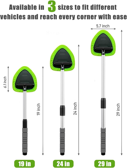 Ultimate Windshield Cleaner Tool – Upgrade Your Car and Home Cleaning with Large Head, Extendable Handle & 4 Microfiber Pads for a Spotless Shine!