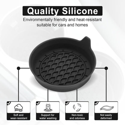 Universal Non-Slip Silicone Car Cup Holder Coasters - 4 Pack Black Interior Accessories for Men and Women