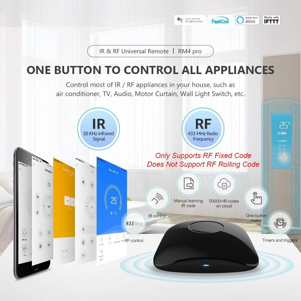 Ultimate RM4 Pro Universal Remote: Wi-Fi Control for TV, AC, Audio & More - Works with Alexa & Google Home!