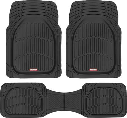 Heavy Duty Black Rubber Floor Mats - MT-923-BK Flextough Contour Liners for Cars, SUVs, Trucks & Vans - All Weather Protection, Universal Fit