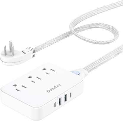 Professional Power Strip with Detachable Cord (4FT), 3 Non-Surge Outlets for Travel and Cruise, 4 USB Ports (2 USB-C, 2 USB-A), ETL Certified