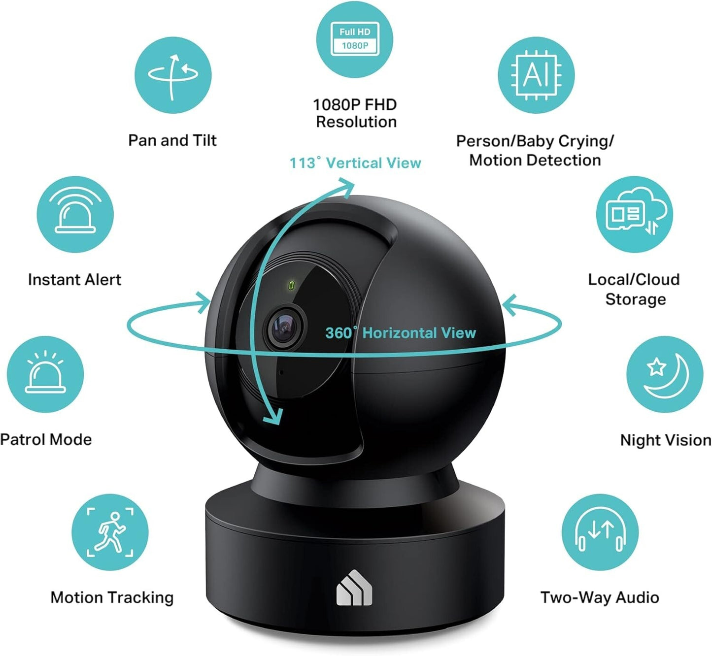 High-Definition Indoor Security Camera with Two-Way Audio, Night Vision, and Smart Device Compatibility