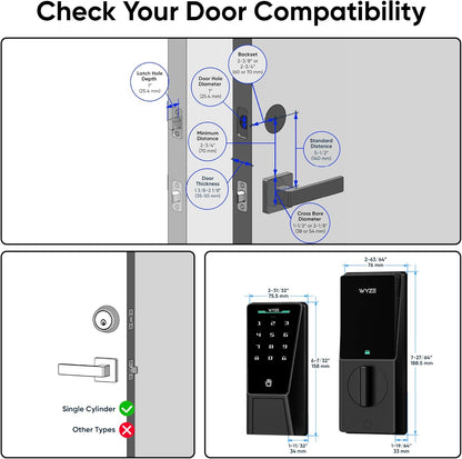 Smart Palm Lock - Keyless Entry Door Lock with Advanced Palm Vein Recognition, Wi-Fi, Alexa & Google Compatibility, Auto Lock, Dual Battery, and Mechanical Key