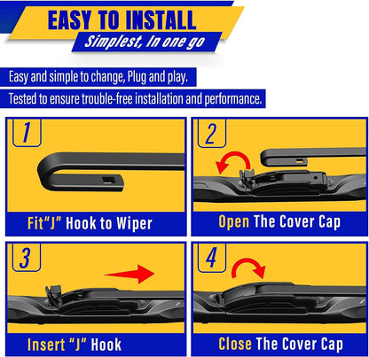 Premium Wiper Blade Replacement Set for 2005-2022 Honda Odyssey - 3 Original Equipment Blades (26"/22"/16") with U/J Hook