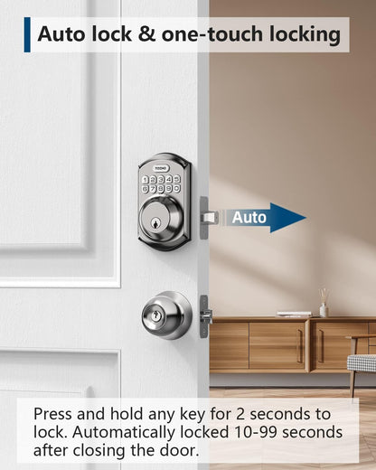 Smart Keyless Entry Door Lock with Keypad - Satin Nickel Deadbolt with Auto Lock & Easy Installation - Includes 2 Keys