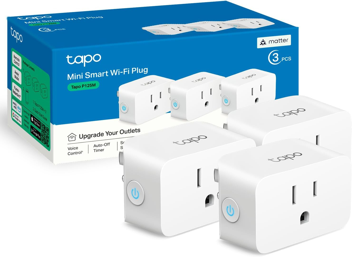 Smart Plug Mini (3-Pack) - Matter Supported, 15A/1800W, Easy Setup, Works with Apple Home, Alexa & Google Home, UL Certified, Compact Design, White