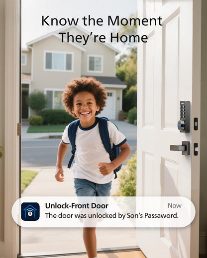 Wi-Fi Enabled Smart Deadbolt Lock with Keyless Entry, Compatible with Alexa and Google Assistant, Remote Access, Built-In Wi-Fi, App Control, Fingerprint and Passcode Unlock, Auto Lock Feature