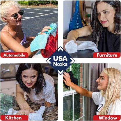 Ultra-Absorbent Microfiber Cleaning Cloths - 12 Pack (12.5" x 12.5") for Streak-Free Shine, 1200 Washes, Perfect for Car Washing and Home Cleaning