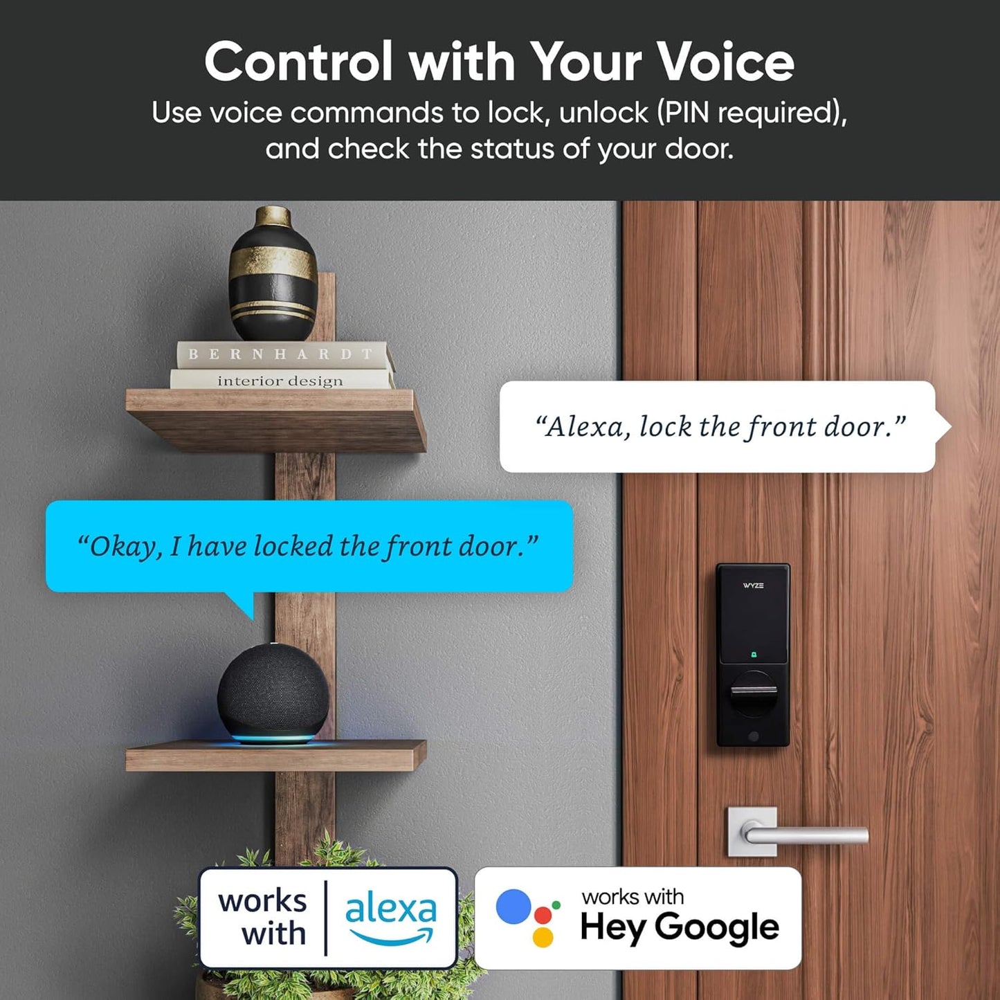 Smart Palm Lock - Keyless Entry Door Lock with Advanced Palm Vein Recognition, Wi-Fi, Alexa & Google Compatibility, Auto Lock, Dual Battery, and Mechanical Key