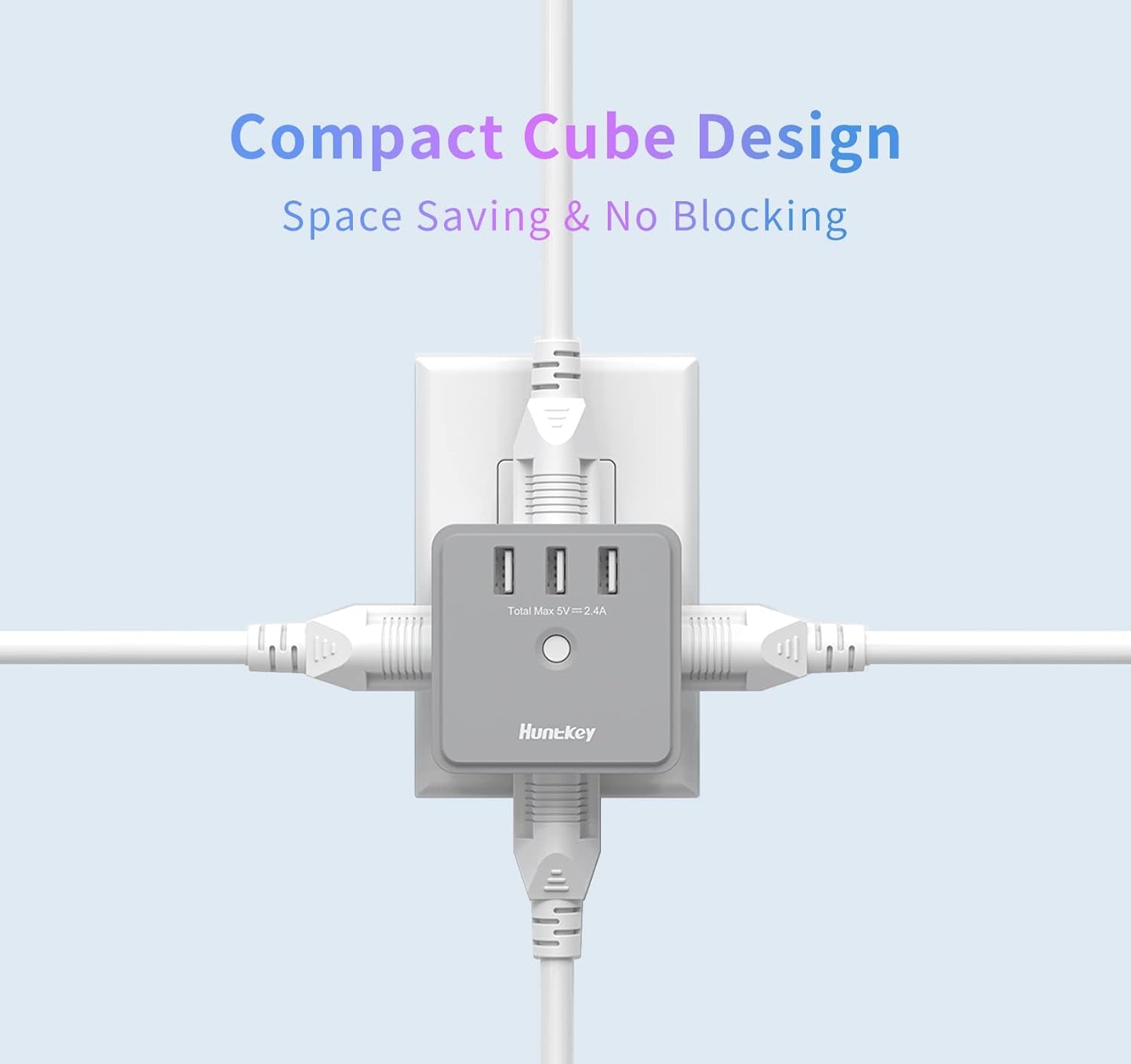 Multi-Outlet Wall Adapter with USB Charging Ports - 4 AC Outlets and 3 USB Ports for Home, Office, and Travel