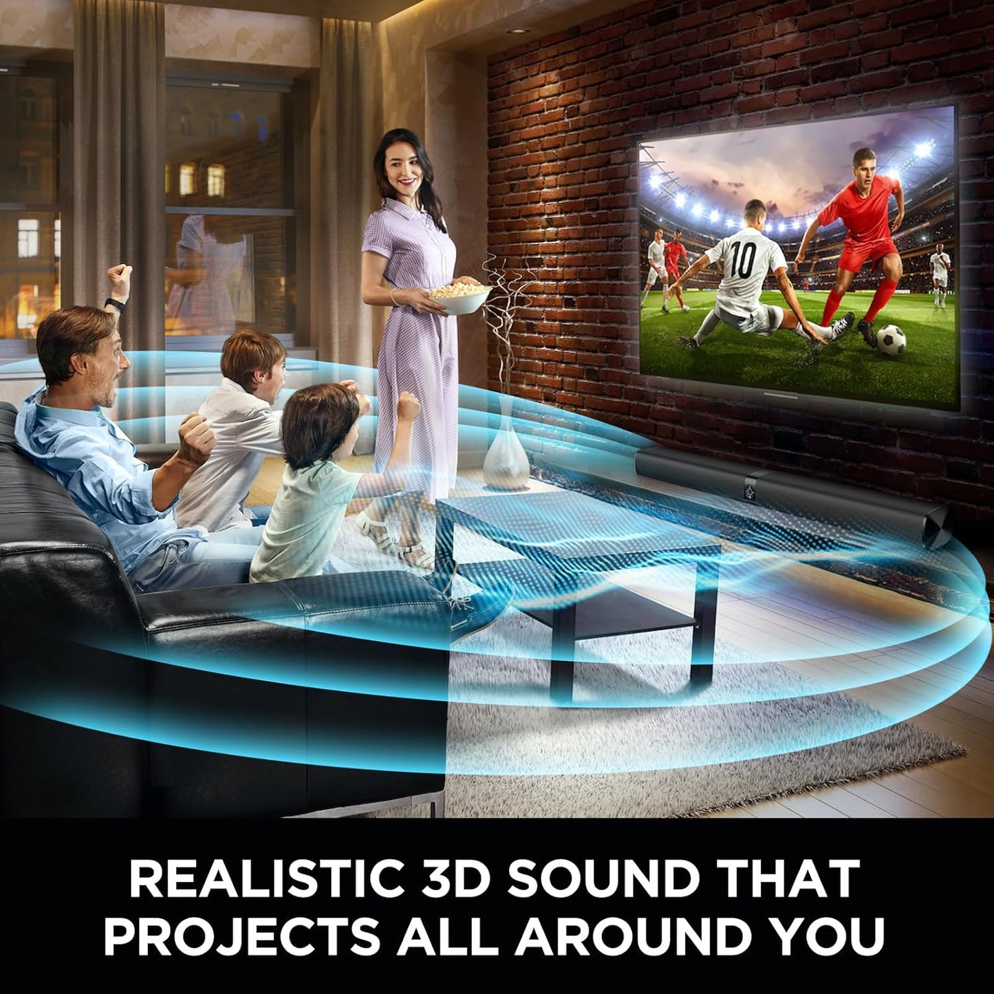 Premium Sound Bar for Smart TVs - Bluetooth, ARC, Optical, and AUX Connectivity, Auto Volume Boost, 3 Equalizer Modes, 2-in-1 Detachable Design for TVs, PCs, Gaming, and Projectors