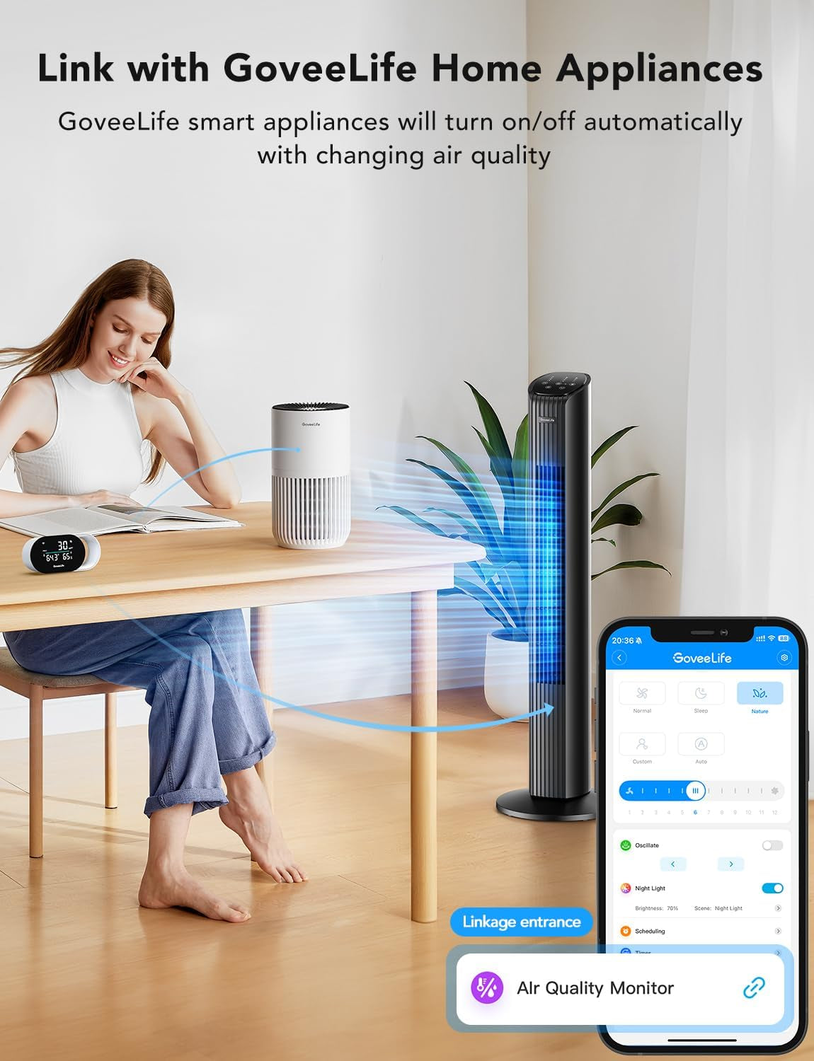 Advanced Smart Air Quality Monitor with PM2.5, Wi-Fi Connectivity, Temperature and Humidity Sensors, LED Display, 2-Second Refresh Rate, and 2-Year Data Storage for Home and Office Use
