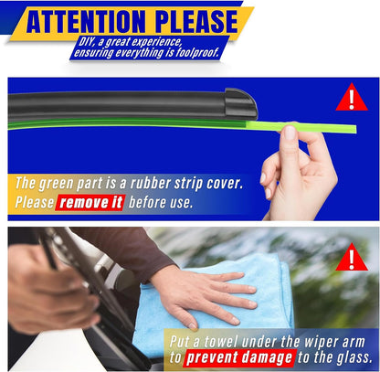 Premium Wiper Blade Replacement Set for 2005-2022 Honda Odyssey - 3 Original Equipment Blades (26"/22"/16") with U/J Hook