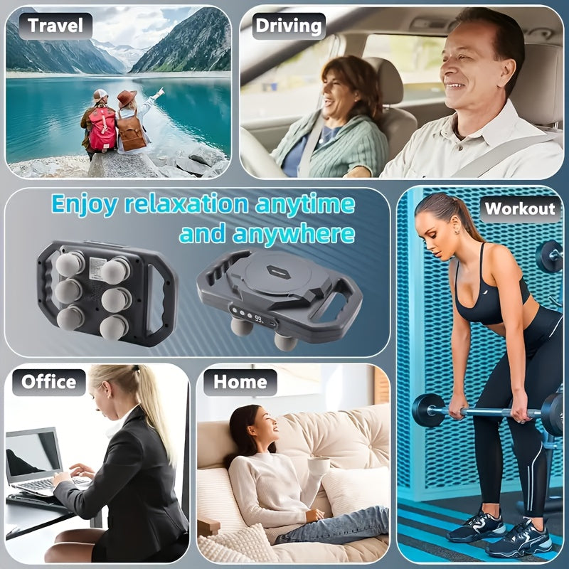 Electric Percussion Massage Gun – 6 Heads, Portable