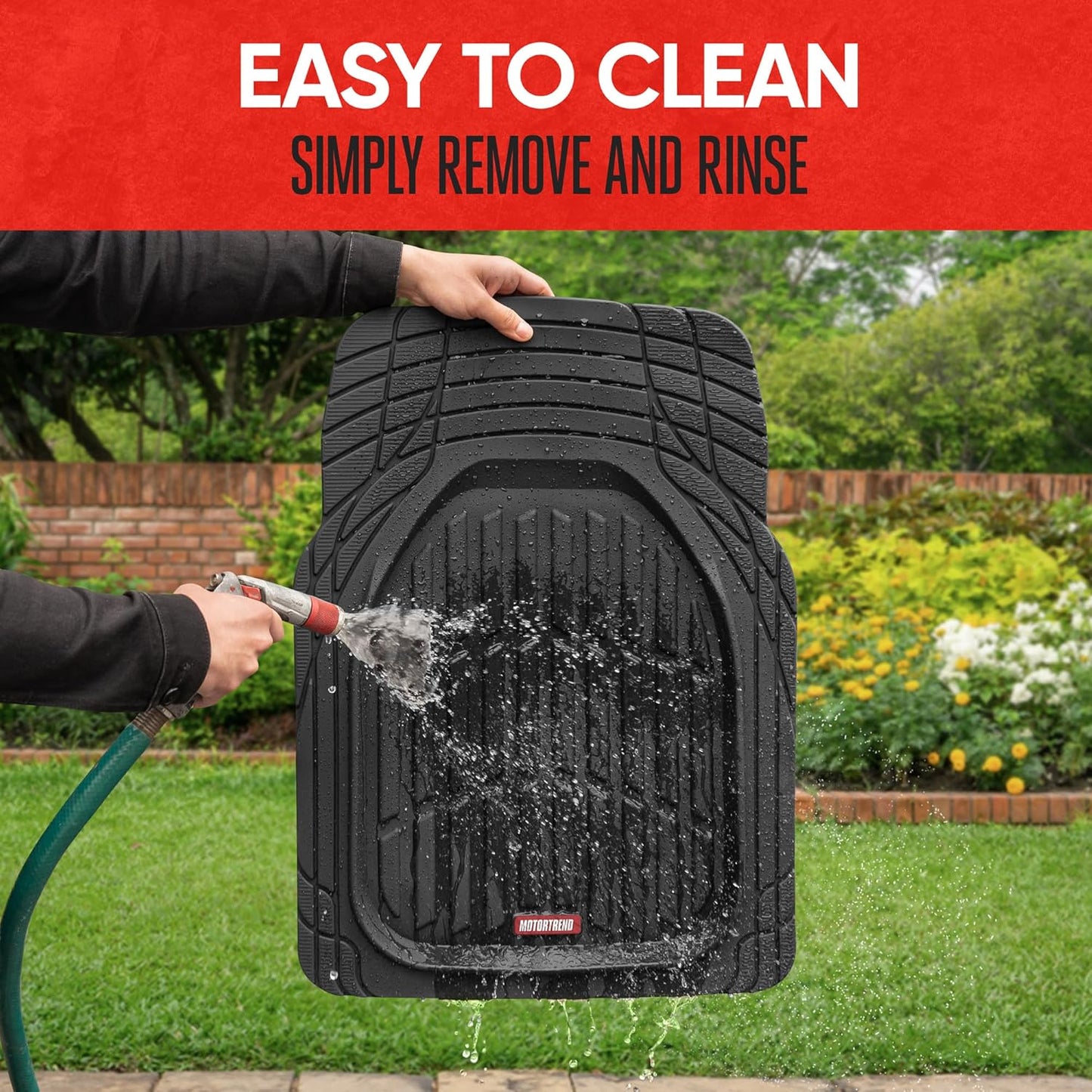 Heavy Duty Black Rubber Floor Mats - MT-923-BK Flextough Contour Liners for Cars, SUVs, Trucks & Vans - All Weather Protection, Universal Fit