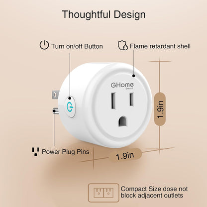WiFi Smart Plug Compatible with Alexa and Google Home, Remote Control Smart Outlet Timer, 2.4GHz Wi-Fi, No Hub Required, ETL and FCC Certified