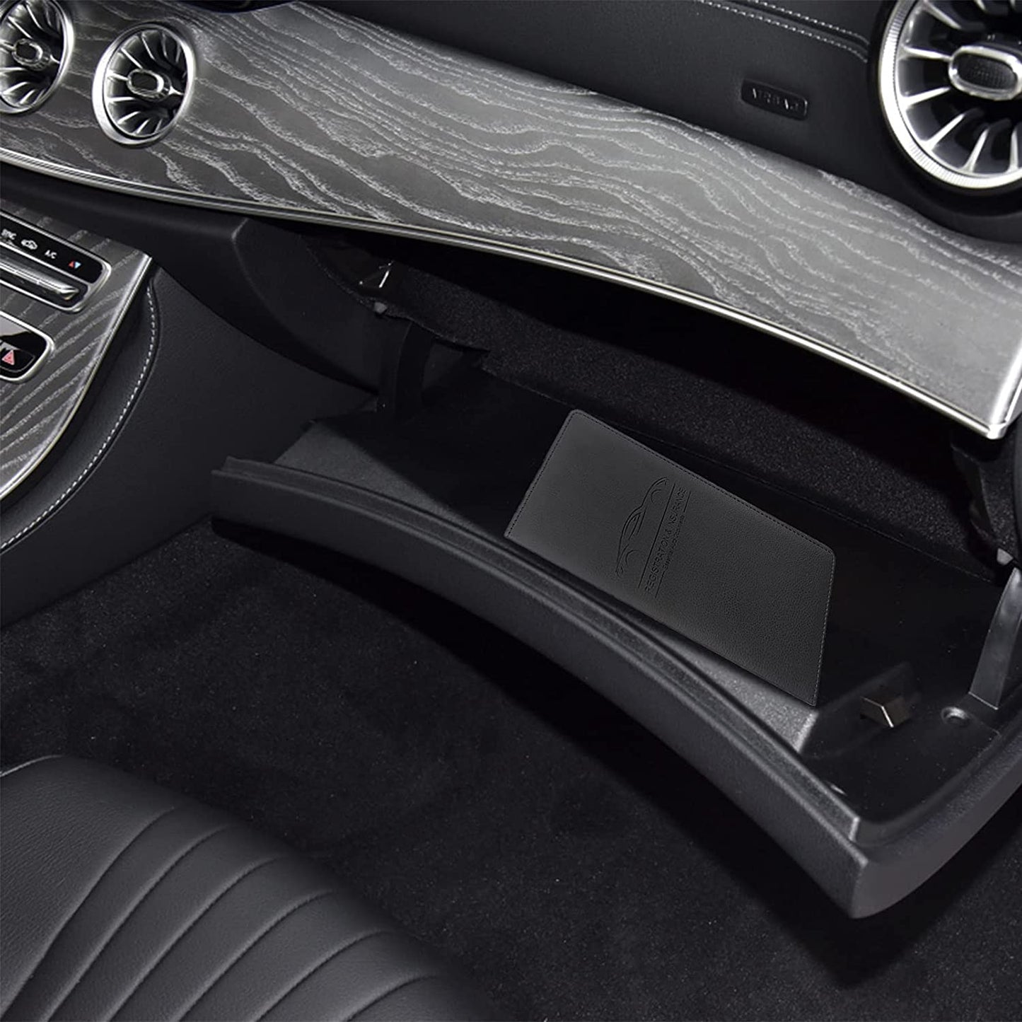 Premium Magnetic Car Registration & Insurance Card Holder - Stylish Glove Box Organizer for Documents, Cards, and License (Black)
