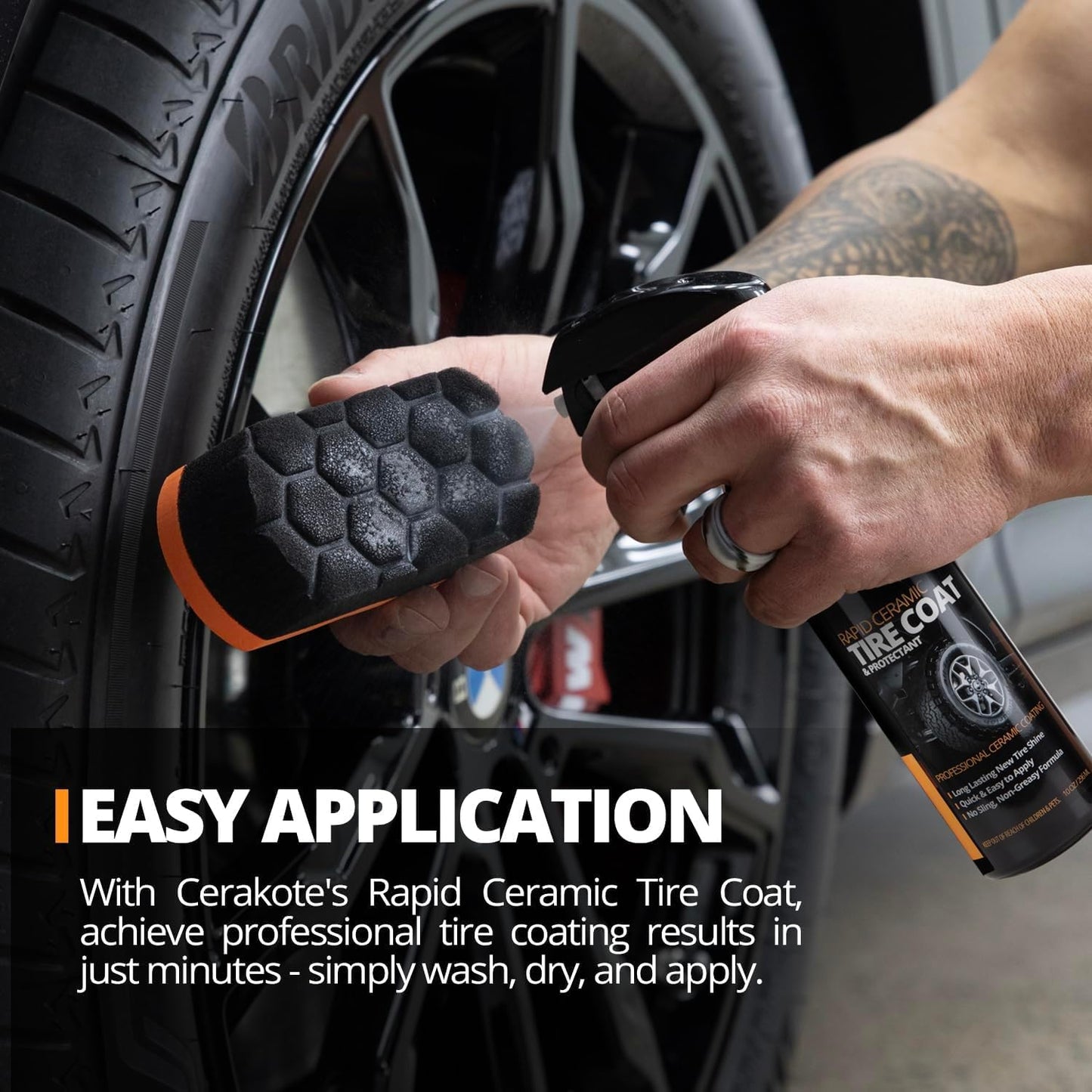 Ultimate Rapid Ceramic Tire Coat – Long-Lasting Deep Black Shine for Cars, Trucks & SUVs – No Sling, Non-Greasy Formula – Easy Application (10Oz)