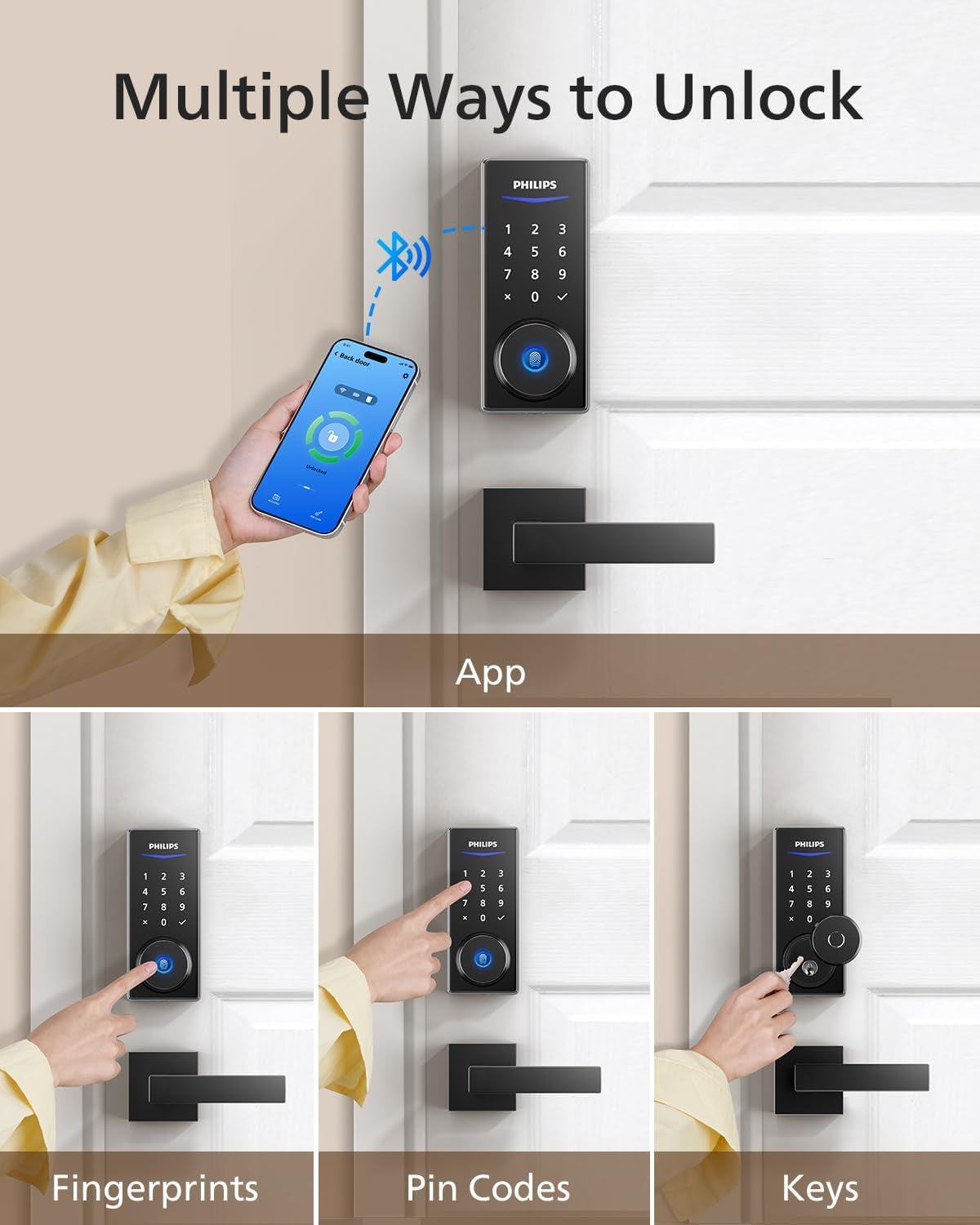 Keyless Smart Lock Set with Fingerprint Access, Digital Keypad & Auto Locking - Secure Your Front Door Effortlessly!
