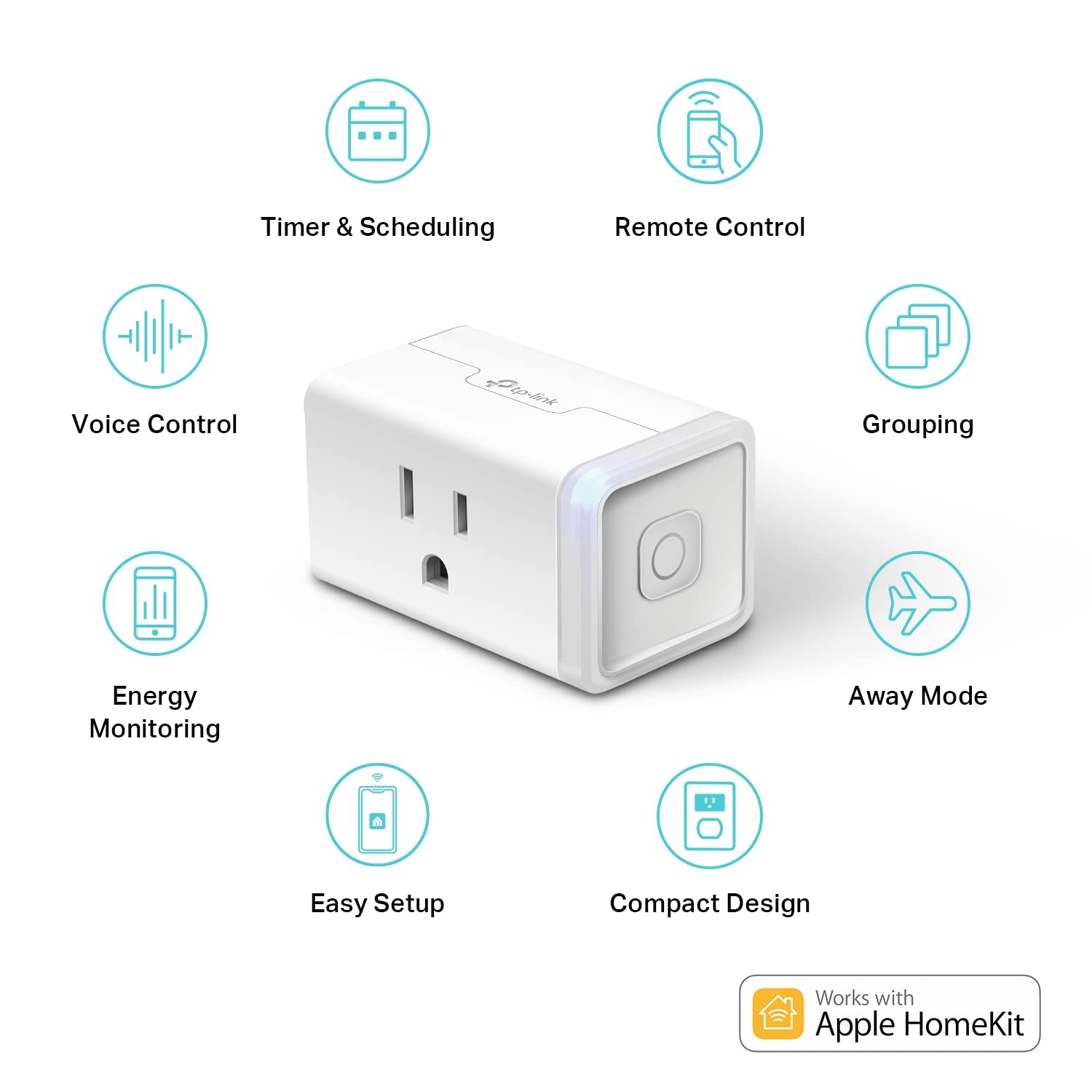 Mini Smart Plug (15A) - Apple HomeKit Compatible, Works with Siri, Alexa & Google Home, UL Certified, App Control, Scheduling & Timer, 2.4G WiFi Only, Pack of 4, White