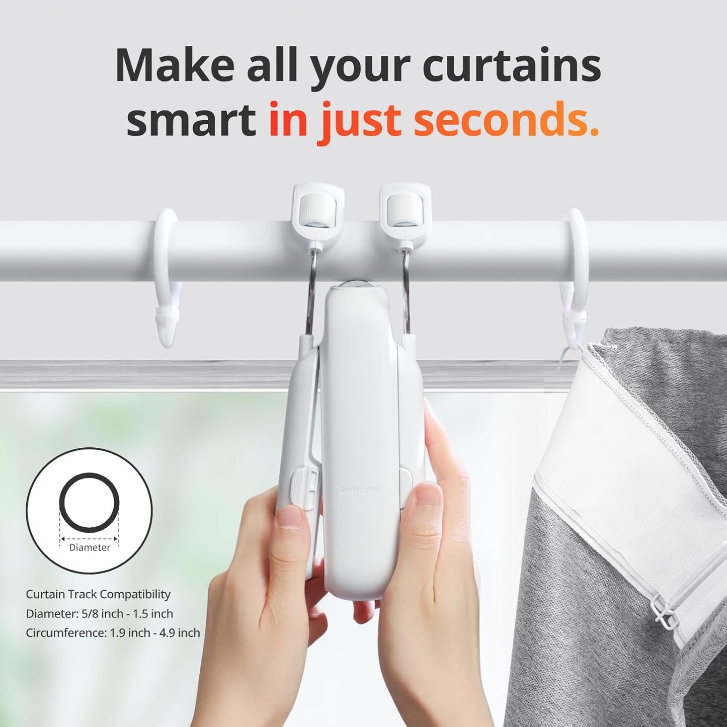 Smart Automatic Curtain Opener with Bluetooth Remote Control, App/Timer Functionality, Enhanced Motor Performance, and Compatibility with Alexa, Google Home, and HomeKit