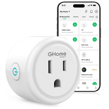 WiFi Smart Plug Compatible with Alexa and Google Home, Remote Control Smart Outlet Timer, 2.4GHz Wi-Fi, No Hub Required, ETL and FCC Certified
