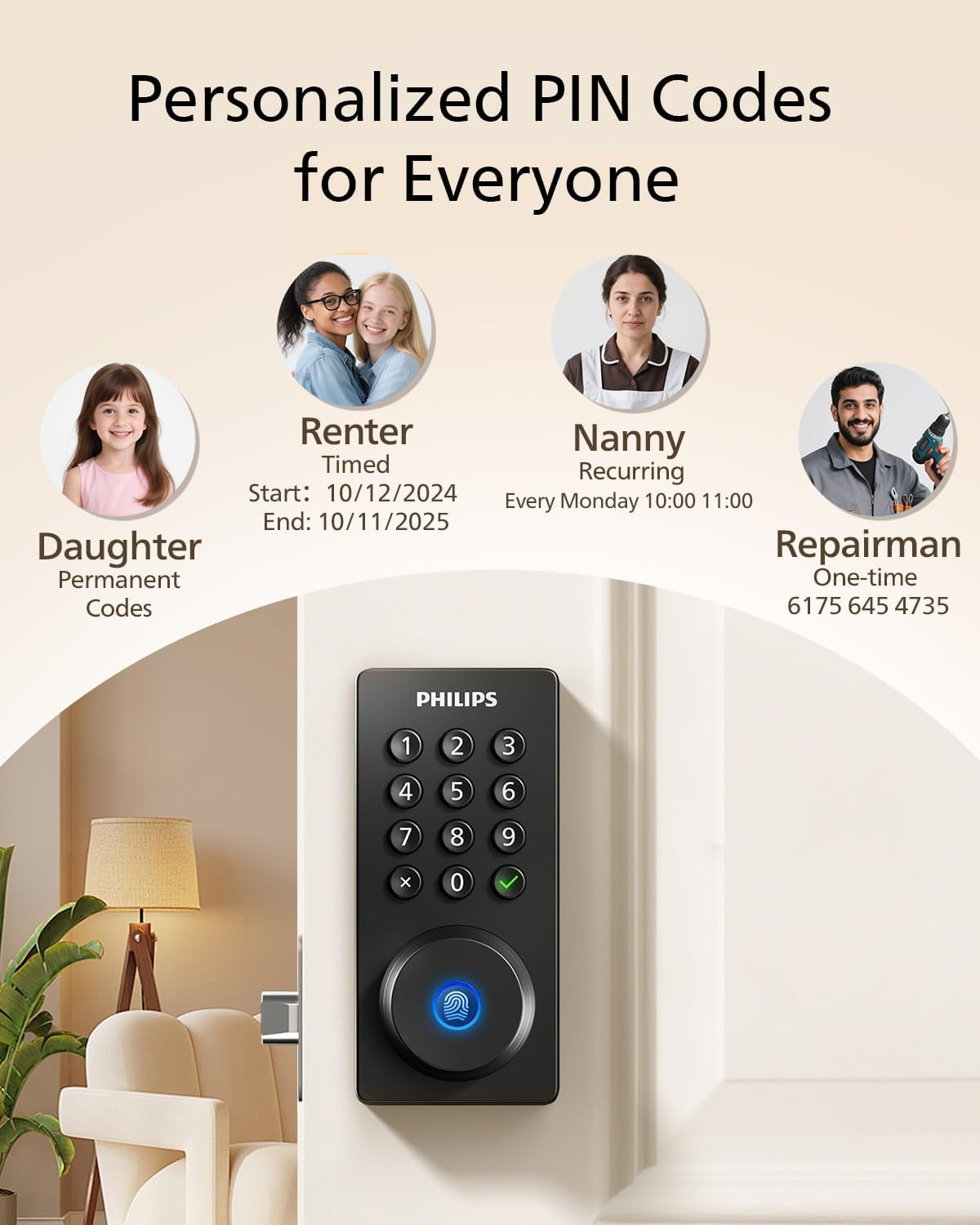 Wi-Fi Enabled Smart Deadbolt Lock with Keyless Entry, Compatible with Alexa and Google Assistant, Remote Access, Built-In Wi-Fi, App Control, Fingerprint and Passcode Unlock, Auto Lock Feature