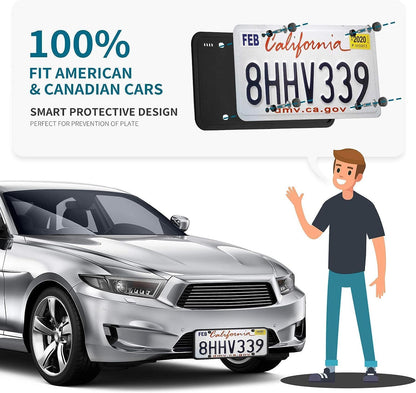 Premium Black Silicone License Plate Frames - 2 Pack, Universal Rust-Proof & Weather-Resistant Car Accessories