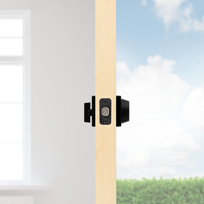 Contemporary Matte Black Deadbolt Lock - Keyed Front Entry, Pick Resistant Smartkey Security, Single Cylinder Design