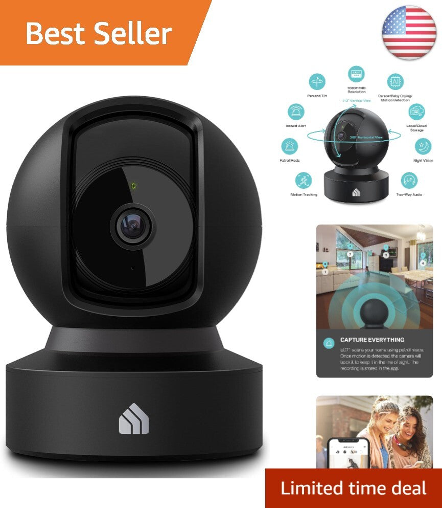 High-Definition Indoor Security Camera with Two-Way Audio, Night Vision, and Smart Device Compatibility