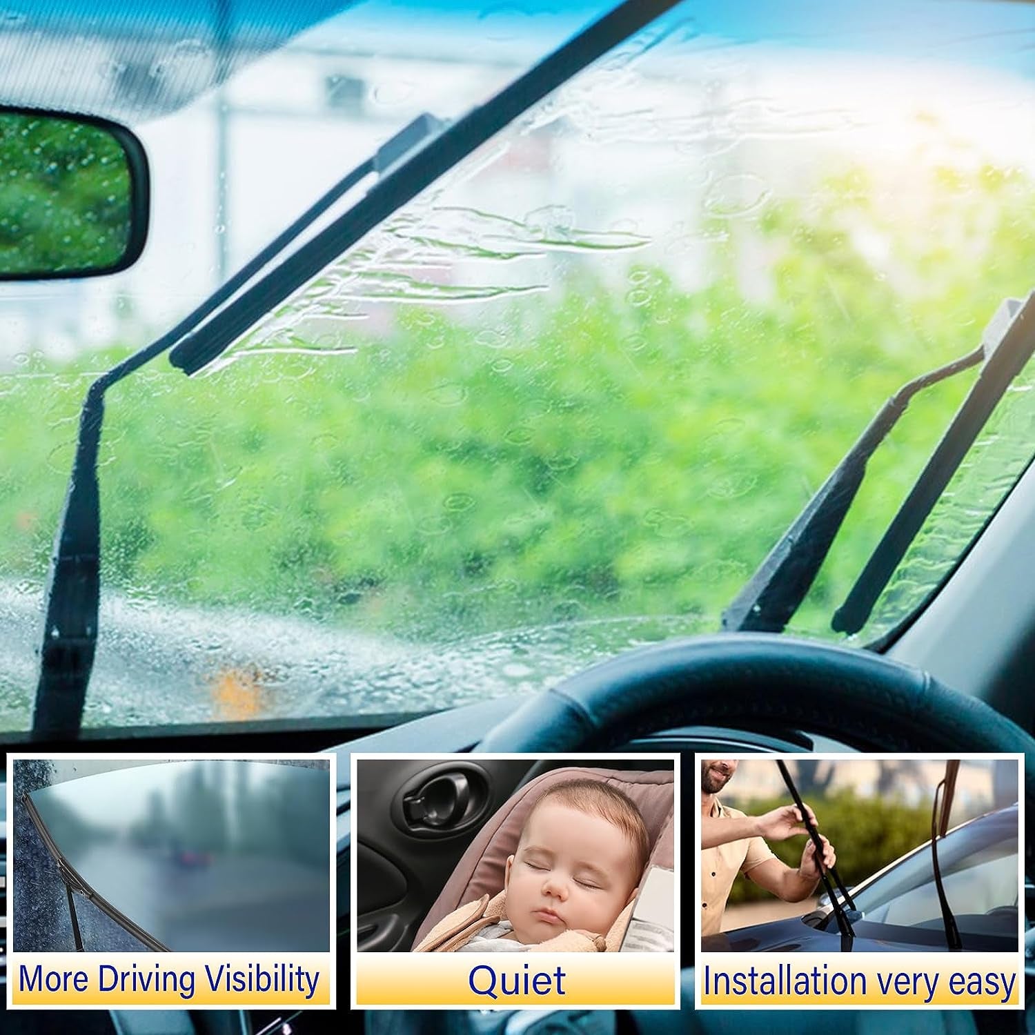 Premium Wiper Blade Replacement Set for 2005-2022 Honda Odyssey - 3 Original Equipment Blades (26"/22"/16") with U/J Hook