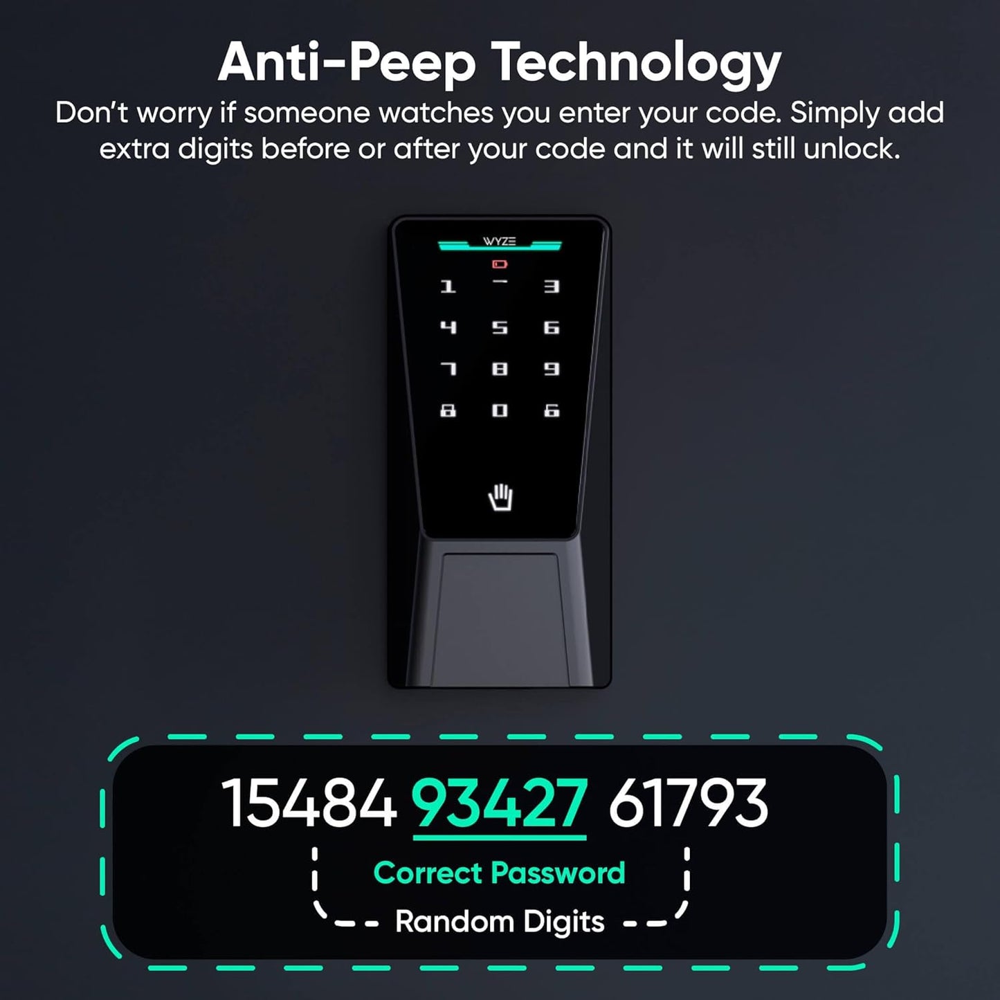 Smart Palm Lock - Keyless Entry Door Lock with Advanced Palm Vein Recognition, Wi-Fi, Alexa & Google Compatibility, Auto Lock, Dual Battery, and Mechanical Key