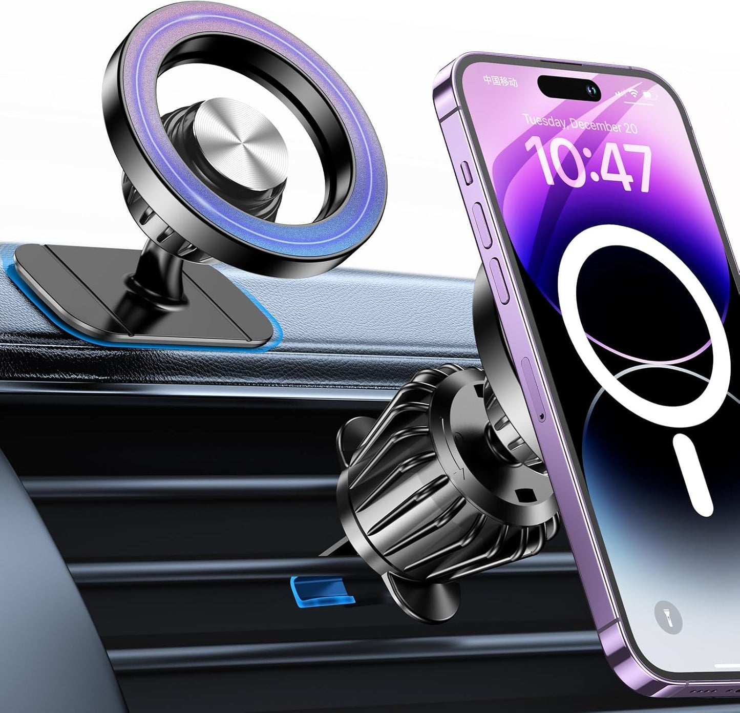 MagSafe Car Mount with 20 Strong Magnets - Magnetic Phone Holder for iPhone 17/16/15/14 - Perfect Dash Mount for Men & Women