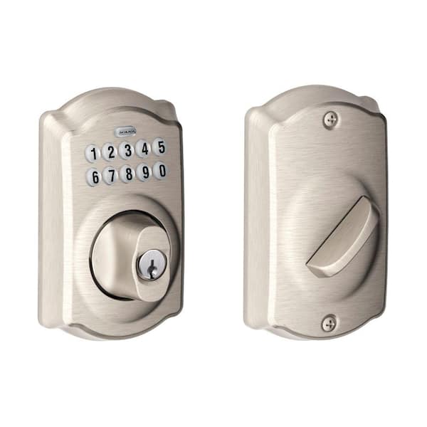 BE365 V CAM 619 Camelot Keypad Deadbolt - Satin Nickel Electronic Keyless Entry Lock for Ultimate Security