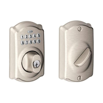 BE365 V CAM 619 Camelot Keypad Deadbolt - Satin Nickel Electronic Keyless Entry Lock for Ultimate Security